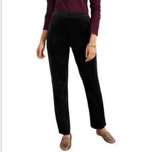 Talbots 12 Petite Velour Straight Leg Pants Women’s Black High Rise Silk Blend